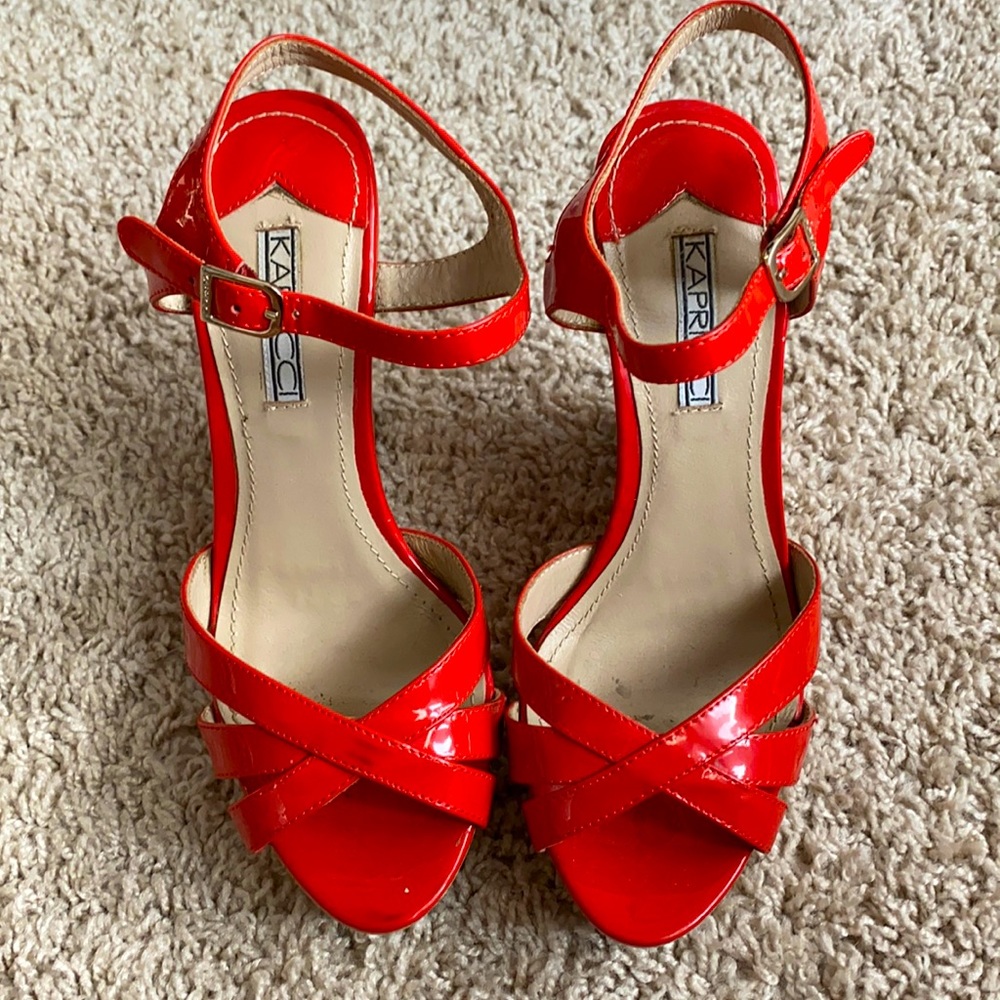 Coral Leather Wedges